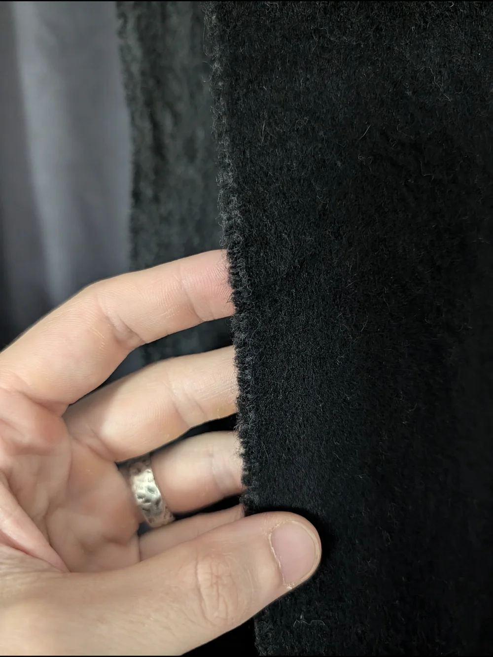 Polo Ralph Lauren Vintage Made In Italy Black/Gray Lambswool Fleece Fringe Scarf